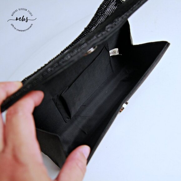 Vintage Beaded Silver Chain Strap Magnetic Closure Mini Shoulder Bag Clutch - Picture 8 of 12